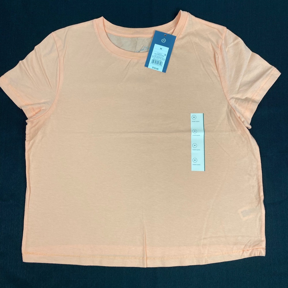 Universal Thread Womens Peach Glimmer Short‎ Sleeve Crew Neck T Shirt Size M - Picture 2 of 6